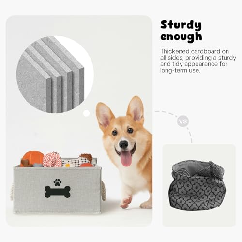 Dog Toy Basket with Lid (Gray / Medium)