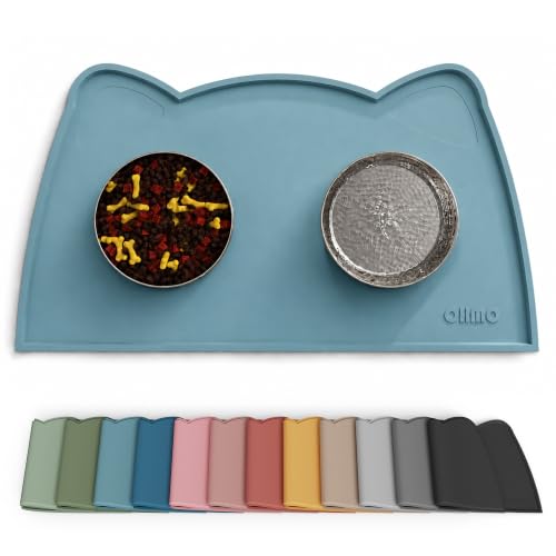 Cat Food Mat Silicone Pet Feeding Mat (18"L x 10"W / Light Blue)