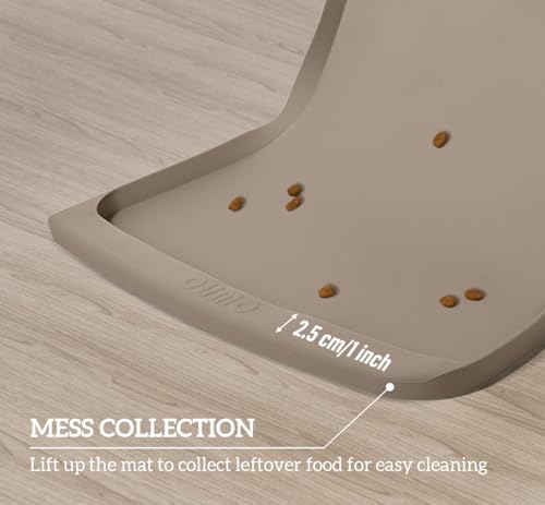 Large Dog Food Mat (24"L x 15"W / Beige)