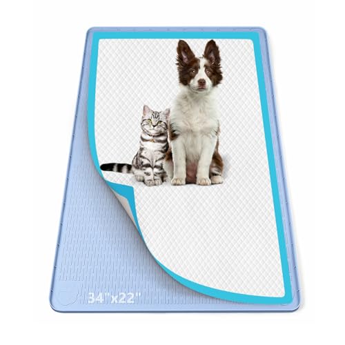 Pee Pad Holder for Dogs 34''x22'' Silicone Puppy Pee Pad Tray (Blue)