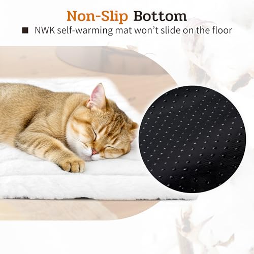 Soft Plush Fluffy Self Warming Thermal Pet Mat for Dogs and Cats (Creamy White / Large (35'' X 23'' X 1''))