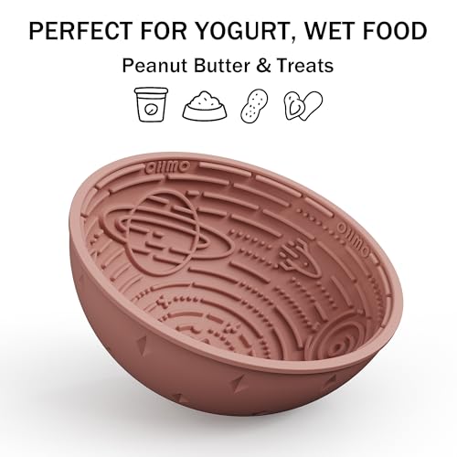 Slow Feeder Bowl & Lick Mat for Dogs (Coral / 6.3"L x 6.3"W)