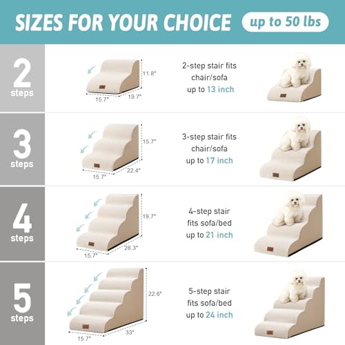 Dog Stair for Small Dog 15.7" H (Beige / Standard:15.7"x22.4"x15.7")