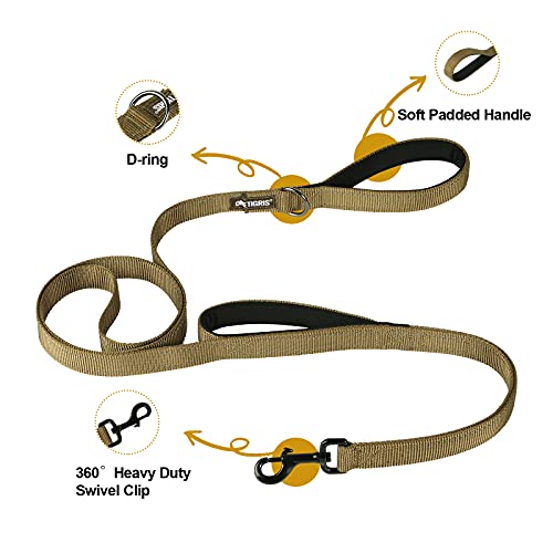 No Pull Dog Leash with Handle for Medium Large Dogs (Brown / 6FT)