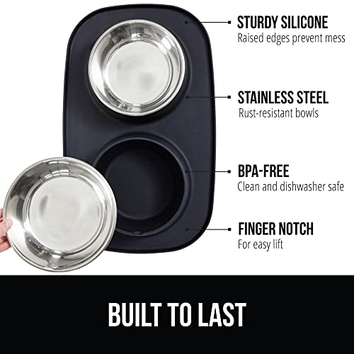 Dog Bowl Set with Feeding Mat (Black / 3 Cup Bowls)