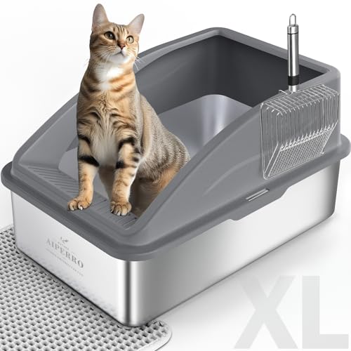 Stainless Steel Litter Box (Dark Grey / X-Large)
