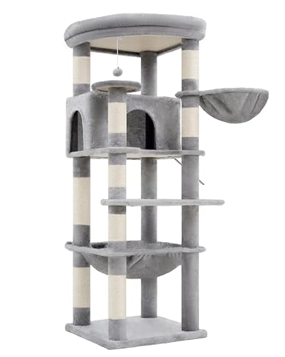 53.1" Corner Cat Tree for Large Cats (53 inch / Light Gray)