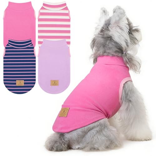 4 Pack Dog Sweaters Turtleneck Dog Clothes for Small Medium Large Dogs Boy Girl Warm Puppy Vest Shirt Winter Pullover Pet Sweatshirt Outfits (4X-Large(Chest-29.9") / Pink, Purple)