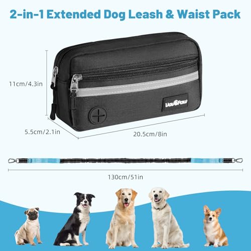 Hands Free Dog Leash with Pouch (Black/Blue / 1 Leash)