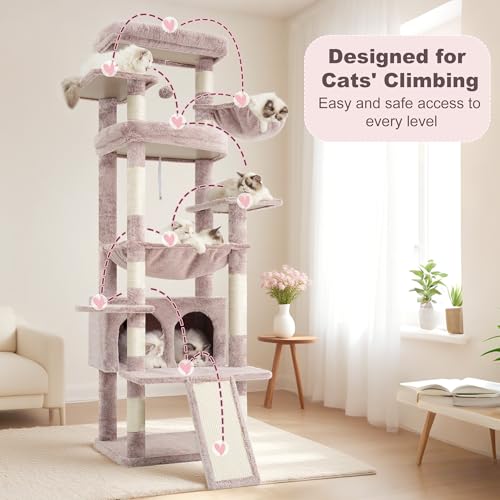Tall Cat Tree for Large Cat (Rosy Brown / 80 inch)