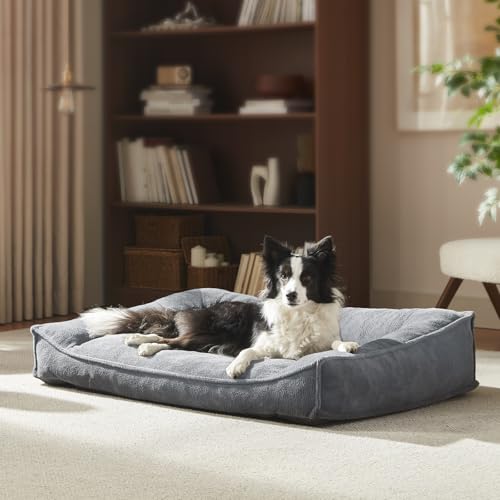 Orthopedic Dog Bed Medium Size Dog (Light Grey / 35"L x 25"W x 8"Th)