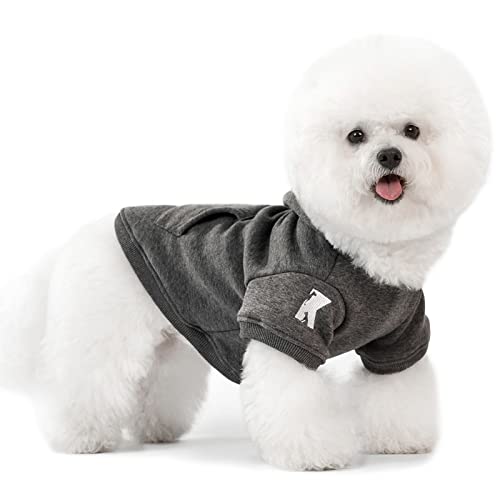 Dog Hoodie Fleece Puppy Clothes Warm Sweater with Hat for Small Dogs Cat Hooded Shirt Kitten Pet Basic Hoodies Sweatshirt with Pocket Doggie Soft Winter Coat Apparel (XL-(15~24lb) | Chest(~20.8") / Grey)