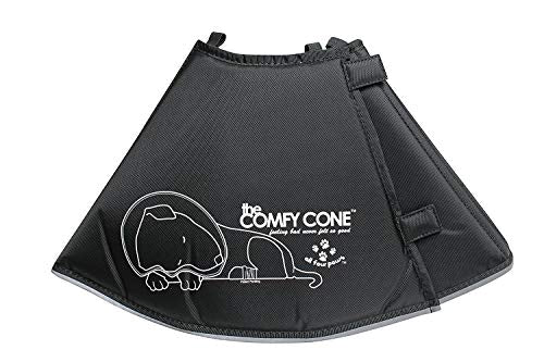 Comfy Cone Pet Cone for Dogs (Black / SL(Neck to Nose 8"))