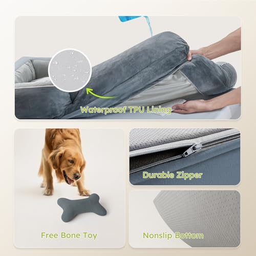Jumbo Dog Bed for Extra Large Dogs (Dark Grey / Jumbo(45"L x 35"W x 9.5"Th))