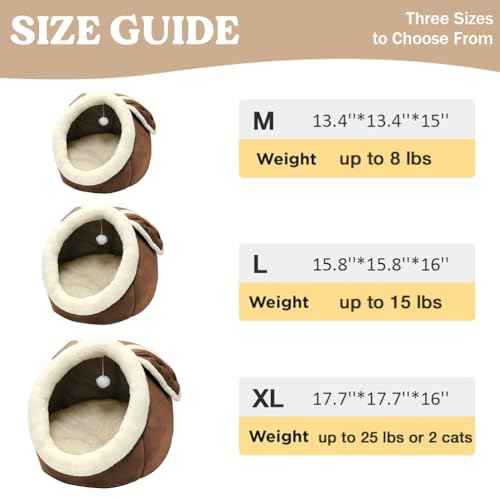 Cat Beds for Indoor Cats (Rabbite Brown / L)
