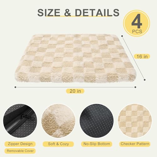 Self Warming Cat Bed (Beige_Furry / 20"L x 16"W x 0.7"Th)