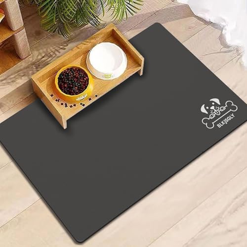 12"×20" Dark Grey Absorbent Dog Mat for Food and Water Bowl (Dark Gray-GT / 12"×20")