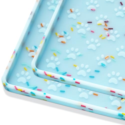 2 Pack Dog Food Mat Anti (24.5"L x 16.5"W - 2 Pack / Donut-Blue)
