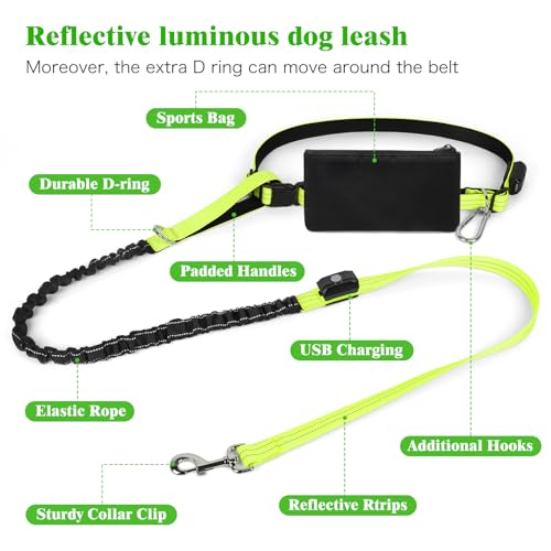 Light Up Waist Leash for Dog Walking (Green)