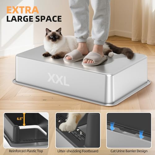 Stainless Steel Cat Litter Box (1 - Dark Gray (Pack of 1))