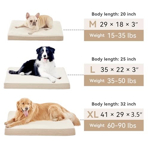 Cooling Dog Beds for Large Dogs (Beige / Large-35"x 22" x 3")