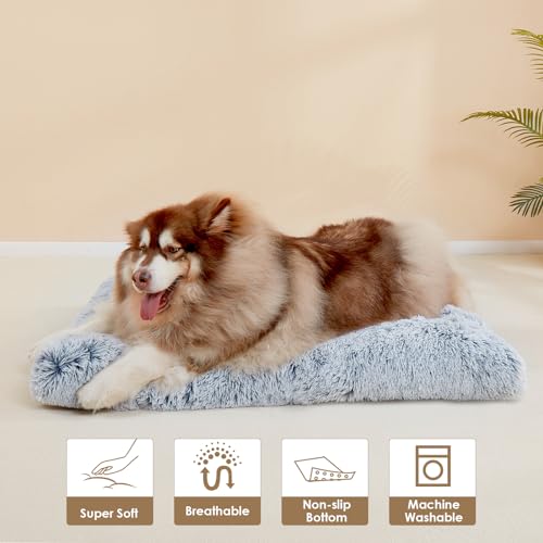 Fluffy Dog Crate Bed (Grey / 47 x 35)
