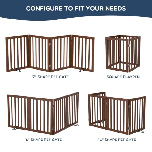Freestanding Dog Gate Indoor (Walnut / 75”Wx24”H, 4 Panles)