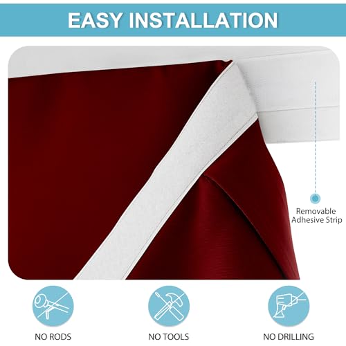 Front Door Window Covering Tie Up Small Sidelight Curtain Blackout (Burgundy Red / 12"W x 40"L (Pack of 1))