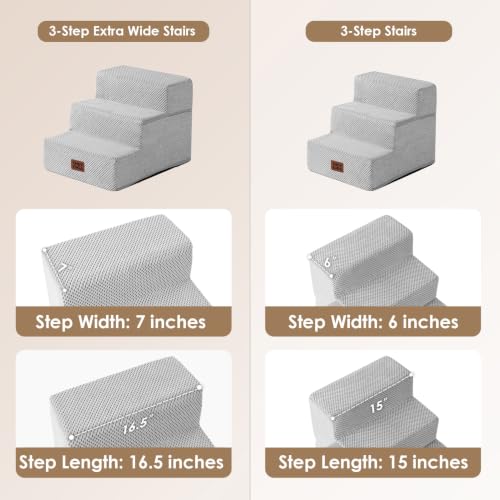 Dog Stairs 13.5" H (Light Grey / Extra Wide 16.5" x 21" x 13.5")