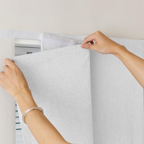 100% Blackout Self Adhesive Curtains (52"W x 60"L (Pack of 1) / Off-white)