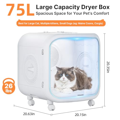 75L Large Automatic Pet Dryer Box for Cats & Small Dogs