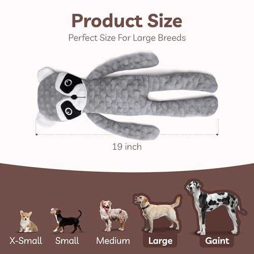 No Stuffing Dog Toys 5 Pack (For Medium and Large Breed / 1 Pack - Raccoon)