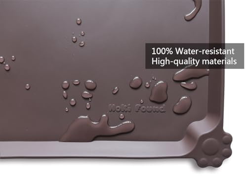 Silicone Pet Food Mats Tray (19" x 12" / Dark Oak)