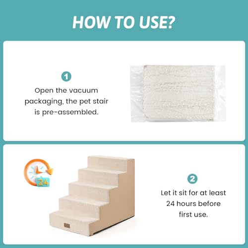 Dog Stairs for Small Dogs (Beige / 19.7x29.5x23.6 inch)