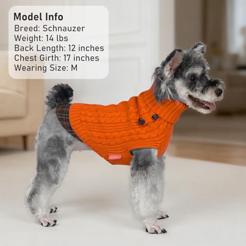 Dog Sweater for Small Dogs Turtleneck Thick Knit Pullover (Large (13-19lbs) / 7# Orange)