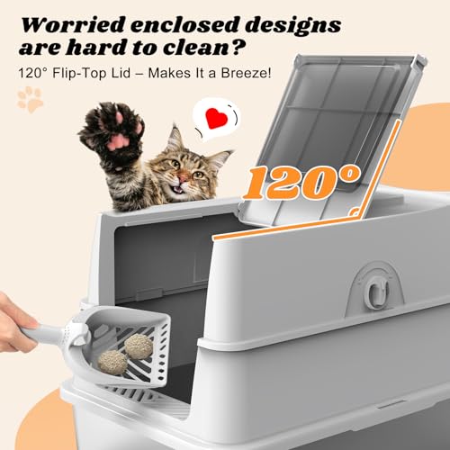 Stainless Steel Litter Box with Lid (Silver Grey / X-Large)