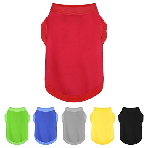 Elevate Your Dog's Fashion Quotient with Colorful and Breathable Sleeveless Cotton Shirts! Perfect Pet Apparel for Small to Medium Dogs Red XXS (XXS-(1~3lb) | Chest(~11.8") / Red)