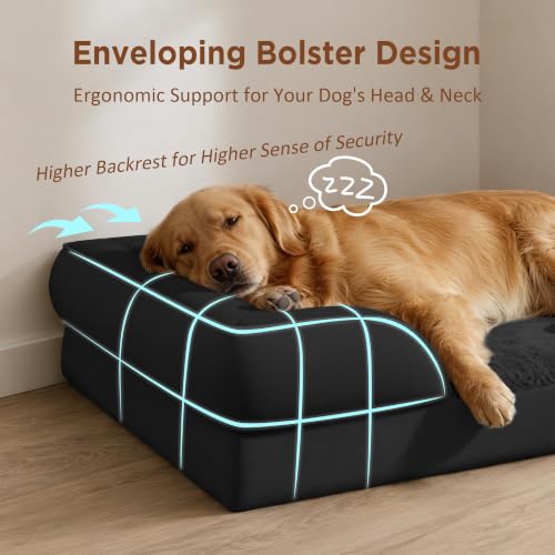 Waterproof Orthopedic Dog Bed for Extra Large Dogs (42.0"L x 30.0"W x 8.5"Th / Black)