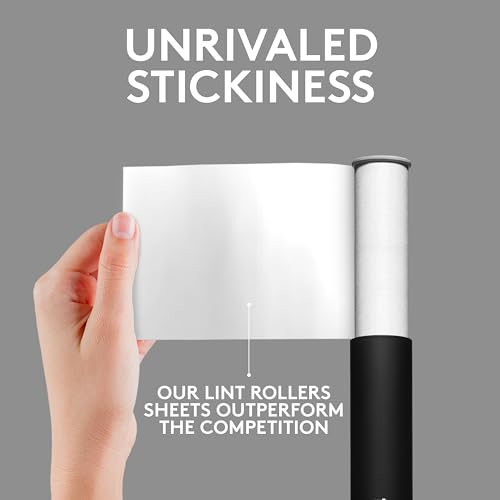 Classic Black Retractable Mini Lint Roller with 90 Extra Sticky Sheets (Black)