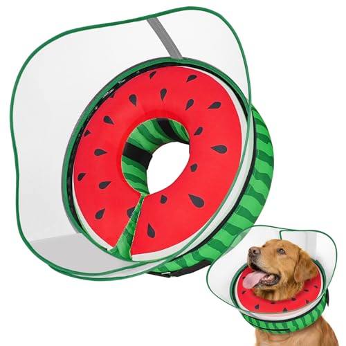 Raised Inflatable Dog Cone After Surgery (Watermelon / XL（(Neck 14"-18")）)