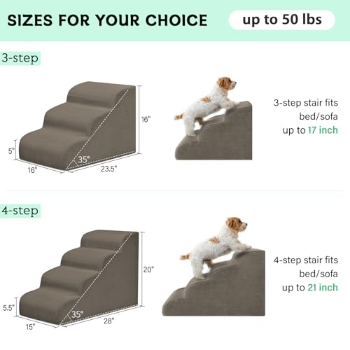 4 Step Dog Stairs Pet Ramp for High Beds (Light Brown / 4-Step 20"H)