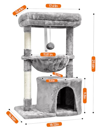 Small Cat Tree for Indoor Cats (29.6" / Grey)