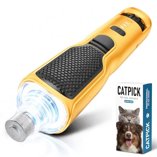 7 Speed Quiet Dog & Cat Nail Grinder with 360° LED for Thick Nails (Orange)