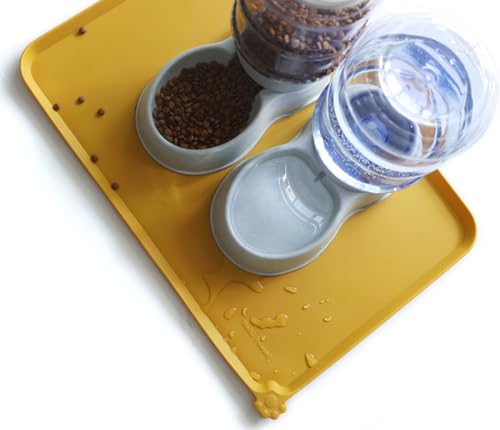 Large Silicone Pet Food Mats Tray (24" x 16" / Honey)