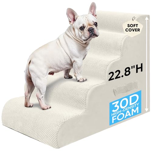 5 Step Pet Stairs for High Beds & Sofas (Beige / 5-step 22.8"H)