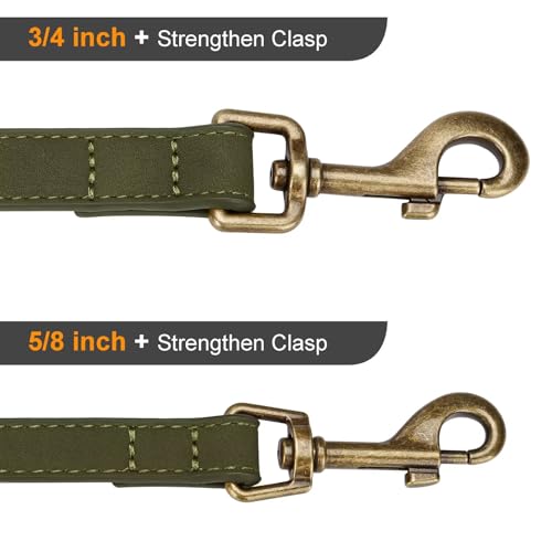 PU Leather Dog Leash for Small Dogs (Dark Green / 5/8''x 5FT)