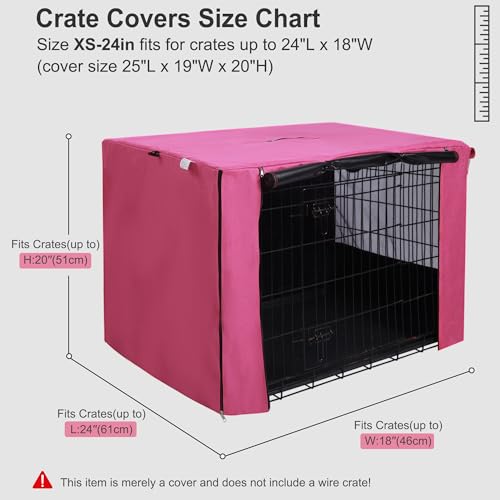 24 Inch Dog Crate Cover with Mesh (24.0"L x 18.0"W x 20.0"H / Pink)