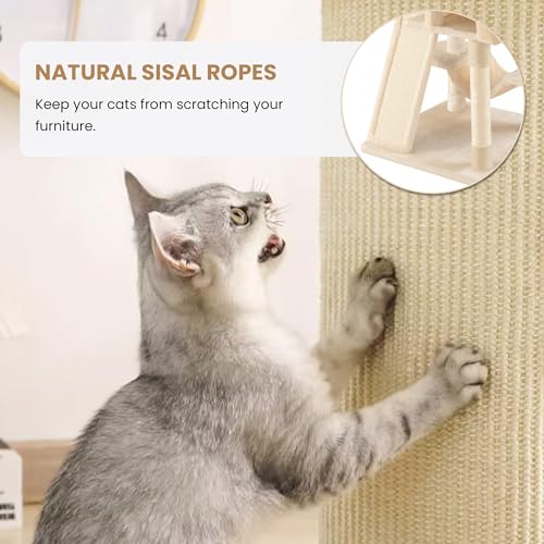 65in Larger Cat Tree Tower Condo for Indoor Kitties (Beige)