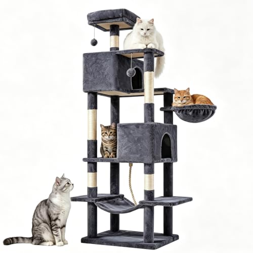 66 Inch Cat Tree Tower for Indoor Cats and Kittens (Deep Grey / 66 IN)