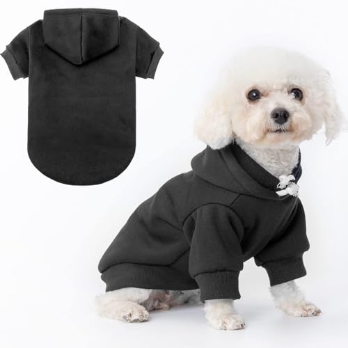 Dog Hoodie for Small Dogs (#2 Black(Plain) / Small (All Breed Sizes))